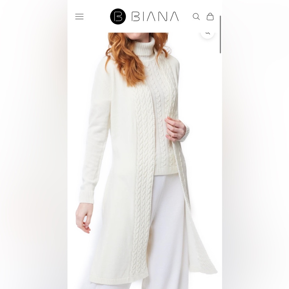Ivory Cable Knit Long Cardigan